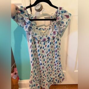 LoveShackFancy Blue and Pink Floral Dress